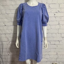 Saturday Sunday Anthropologie Women’s Dress S Blue Puff Sleeve Pockets