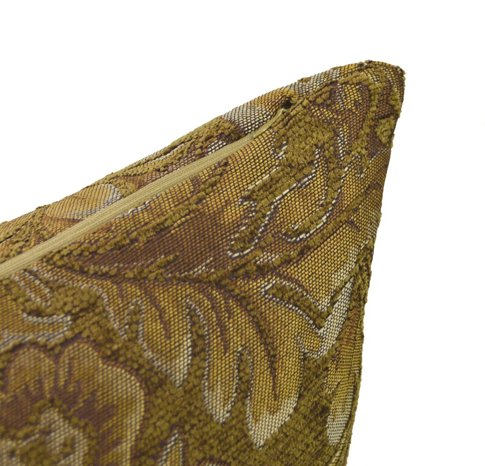 We58 - Funda/almohada/funda de cojín de asiento de sofá con hoja de flor de peonía marrón oliva Foto 4 de 4