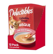 Hartz Delectables Bisque Lickable Wet Cat Treat - Tuna  Salmon, 1.4oz 12 Pack 