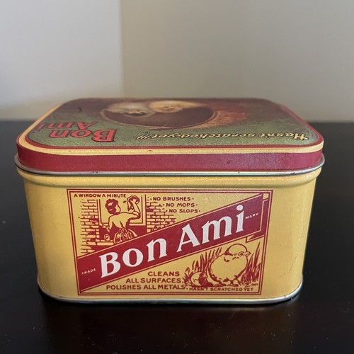Vintage 1983 Bon Ami Soap Tin Can Yellow Chicks On Lid Advertising Bristol Ware - Picture 5 of 8