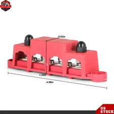 5/16" Red 4 Post Busbar Bus Bar Power Distribution Block 12V 250A With Cover