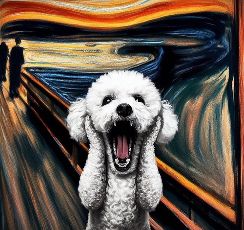 The Scream Edvard Munch Art Funny Dog Boys Girls Kids White T Shirt Tee Top - Picture 3 of 3