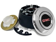 Comfort Grip / Wood Steering Wheel Install Kit 60-73 GMC Truck Silver Horn Cap