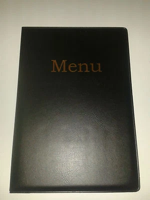 SPIRITUALGATEWAY A5 MENU COVER/FOLDER IN BLACK LEATHER LOOK PVC-with pocket page 2 + 3 ONLY!