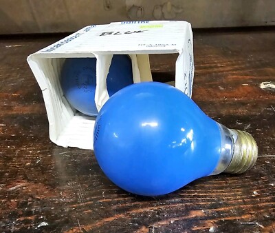 Philips 25 Watt, 120 Volt A19 opaque Blue Bulb  box of 2 new old stock