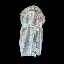 VTG 90s Hanging Diaper Holder Unisex Pastel Stripes Kangaroos Elephants Ruffle