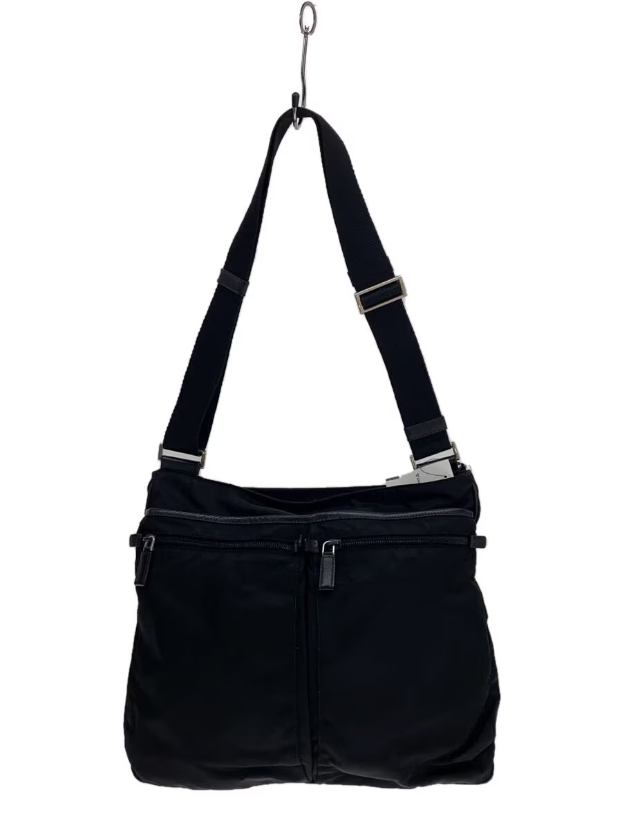 RARE PRADA Black Nylon Shoulder Bag with Triangle Logo