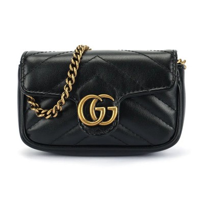 Gucci GG Marmont Vintage Gold Logo Wallet Handbag Women's 4.72x1.37x2.75 in
