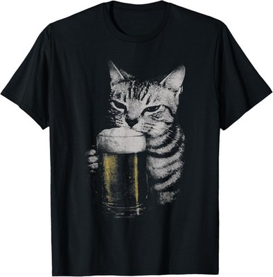 Cat Beer Y2k Vintage 90s Funny Cats Meme Fun Kitty Drunk T-Shirt unisex T-Shirt