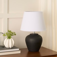Nourison 20" Black Ceramic Pot Table Lamp