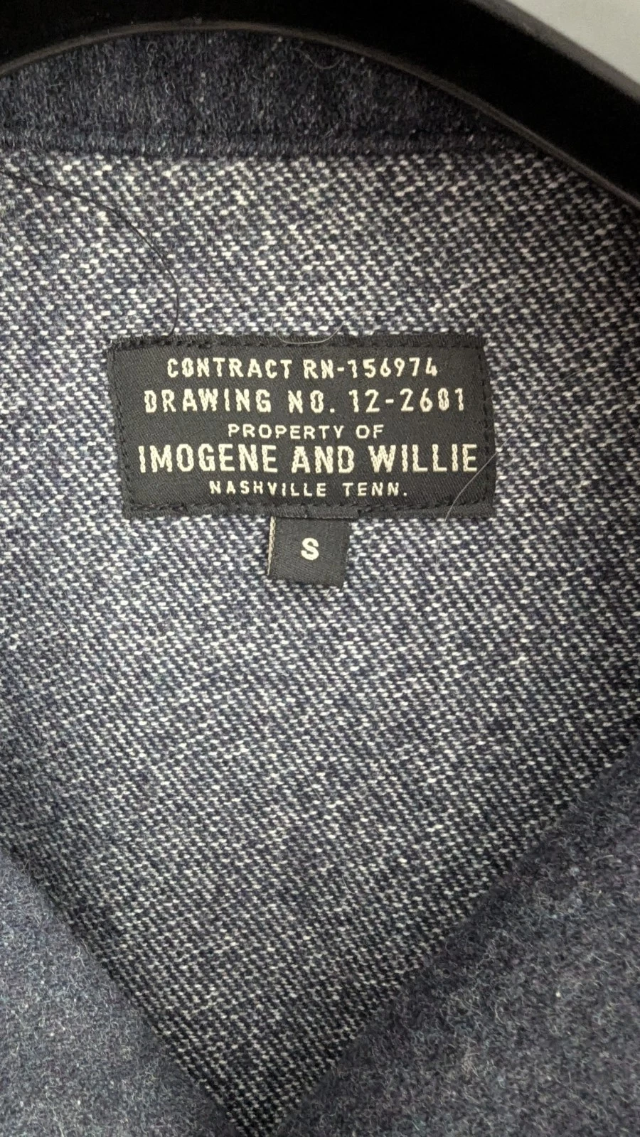 Hand Made In USA Imogene + Willie Wool Chore Jacket Men's SMALL Blue Black  image 2