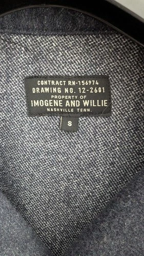 Hand Made In USA Imogene + Willie Wool Chore Jacket Men's SMALL Blue Black  image 2