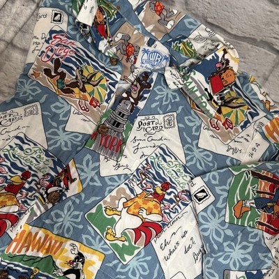 Vtg Reyn Spooner Looney Tunes Herren Hawaiihemd Postkarten Kurzarm