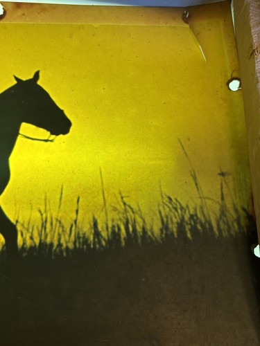 Falstaff Beer Sign Cowboys Horses Sunset💎Vtg sign 32"x14"💎Plastic Woodgrain💎 - Picture 11 of 23