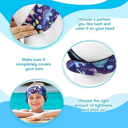 4 Pcs Waterproof Kids Swimming Headbands - Adjustable Neoprene Ear Covers - Bild 7 von 9