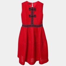 CH Carolina Herrera Kids Red Mesh Bow Detail Dress 12 Yrs
