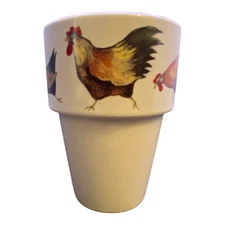 JET Rooster Coffee Cups Set of 5 Handleless Farmhouse Ceramic Cafe Tumblers