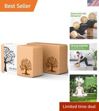 Cork Yoga Blocks 2 Pack Set, Natural Cork Soft Non-Slip Yoga Blocks, High Den...