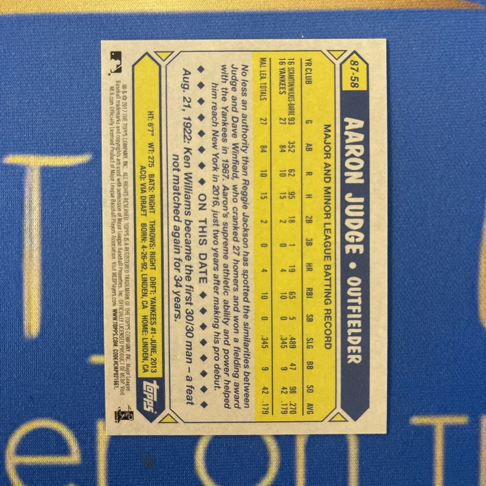 2017 topps aaron judge mini 30th Anniversary /25 - Image 2 of 3