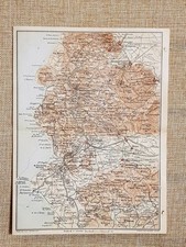 Carta geografica cartina del 1918 Iglesias Villacidro Guspini Sardegna T.C.I.