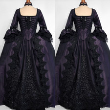 Purple Gothic Wedding Dresses Long Sleeves Black Vintage Victorian Bridal Gowns