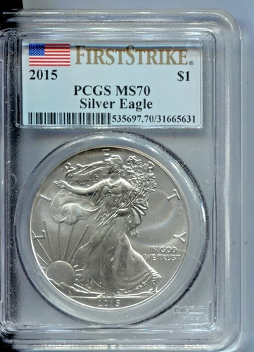2015 ASE AMERICAN EAGLE - 1 oz .999 SILVER - FIRST STRIKE PCGS MS 70 - SB 078