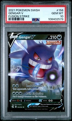 Gengar V 156/264 Fusion Strike Pokemon PSA 10 *579