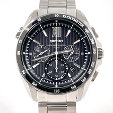 Seiko Brightz 8B82-0AL0 SAGA153 Chronograph Date Box Solar Mens Watch Auth Works