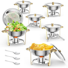 5QT Stainless Steel Chafing Dish Buffet Set with Lid  Holder, Gold Food Warmer