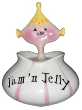Vintage 1959 Holt Howard Jam N Jelly Condiment Jar & Spoon Pixieware