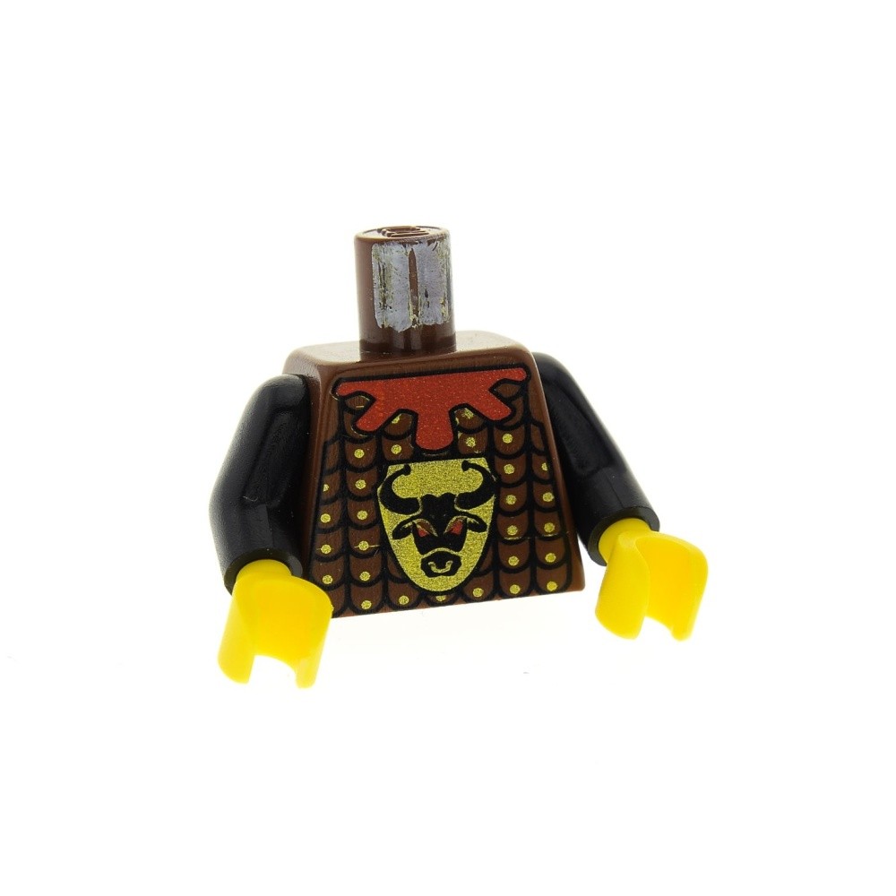 1X Lego Torso Minifigure Robber Knights Kingdom Brown Bull Head 973PX137C01