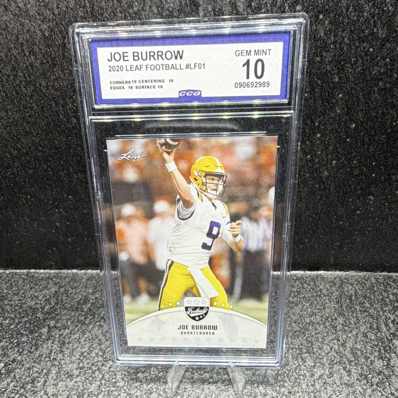2020 Leaf Draft Joe Burrow LSU Tigers NCAA Football CGC Graded LF01