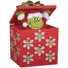 7" Animated Talking Christmas Grinch Pop Up Gift Box Decor Mantel Holiday Decor 7" Animated Talking Christmas Grinch Pop Up Gift Box Decor Mantel Holiday Decor - Image 1
