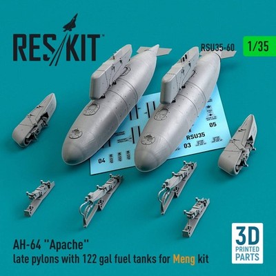 AH-64 Apache late pylons with 122 gal fuel tanks for Meng / 1:35