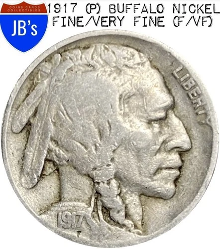 1917 (P) Buffalo Nickel 5c - FINE/VERY FINE (F/VF)