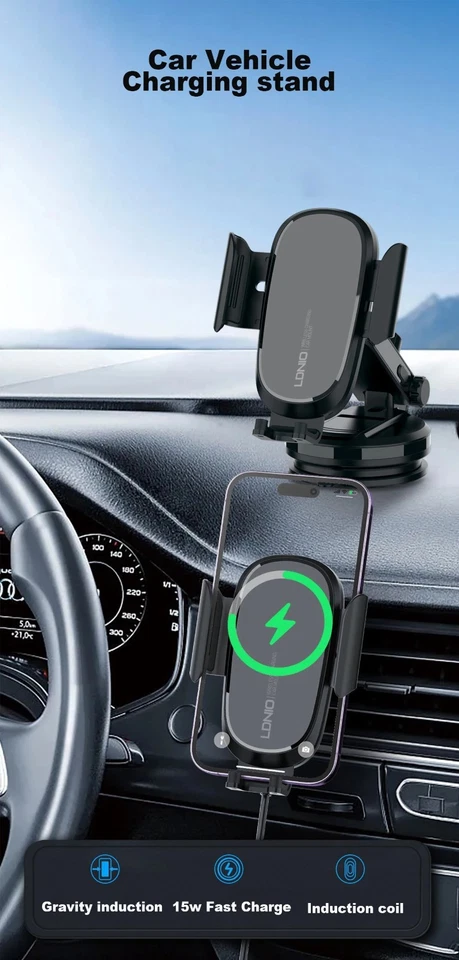 NUEVO 15W Cargador De Carro Coche Auto Rapido Inalambrico Para Teléfonos Universal Foto 4 de 4