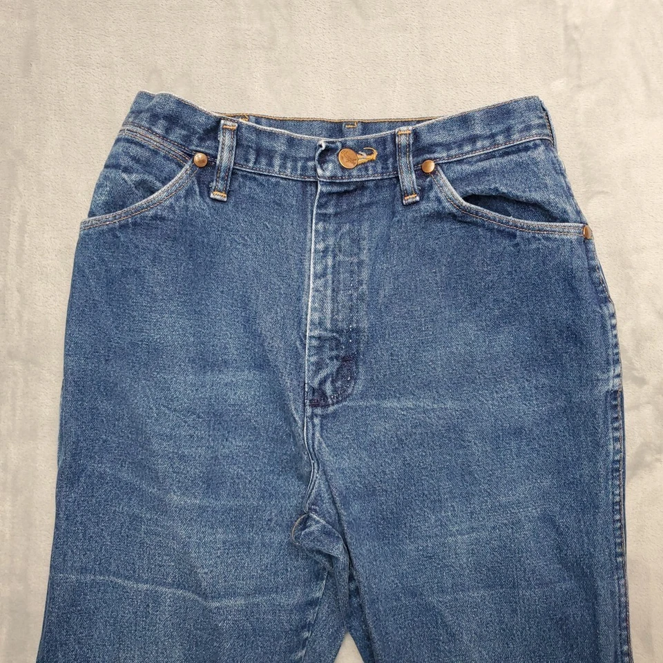 VTG Wrangler Jean Women 12x32 Blue Denim High Waist Cowboy 13MWZMR Made in USA - Image 2 of 4
