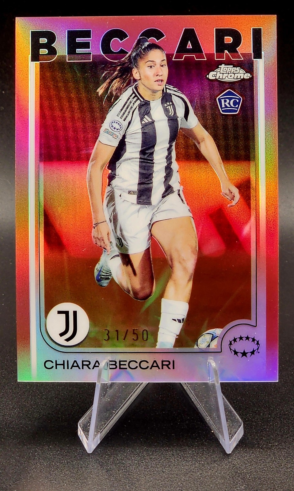 2024 Topps Chrome Womens UCC Chiara Beccari Rose Gold Refractor /50 #84 Juventus