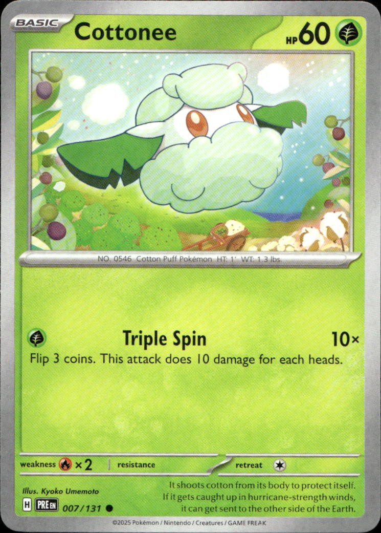 Cottonee 007/131 SV Prismatic Evolutions C NM English Pokémon
