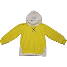 Shein Kids Sz 120 6y color-blocked Yellow White long-sleeved hooded sweatshirt