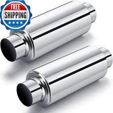 Relaxweex 2 Pcs 2.5 Inlet Exhaust Resonator 2.5 Inlet 2.5 Outlet 11.5 Overall