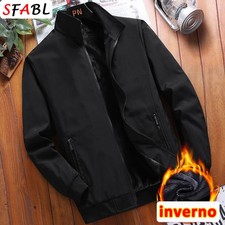 Thick Warm Fleece Lining Jacket Men Winter Solid Color Jackets for Men Casual Ou