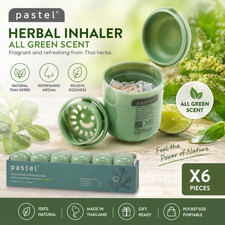 PASTEL Herbal Inhaler Thai Herbs All Green Refreshing Aroma x 6 pcs