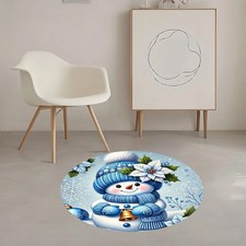 100cm 100cmPlush 850gm  Snowman Pattern Mat, Thick and Durable, Suitable for Liv