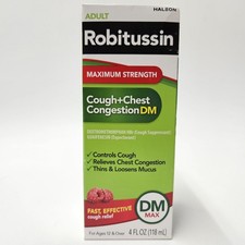 Robitussin Maximum Strength Cough  Chest Congestion DM Max Adult 4 oz Exp 03/28