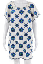 The Coast Brand Womens Kaftan Shift Floral White Short Sleeve Size One Size