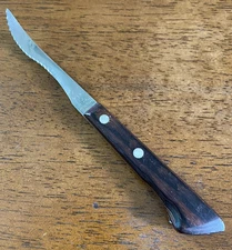 Ekco Flint Arrowhead Grapefruit Knife USA 3.25" Wood Handle Vintage Serrated