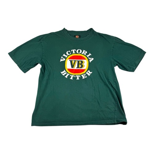 Vintage 90’s Victoria Beer T Shirt Mens L Beer Gear Green Made Australia Cotton