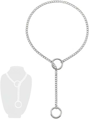 Damen Slip Chain Choker Kette O-Ring Punk Gothic Y2K Lariat Halskette 60cm