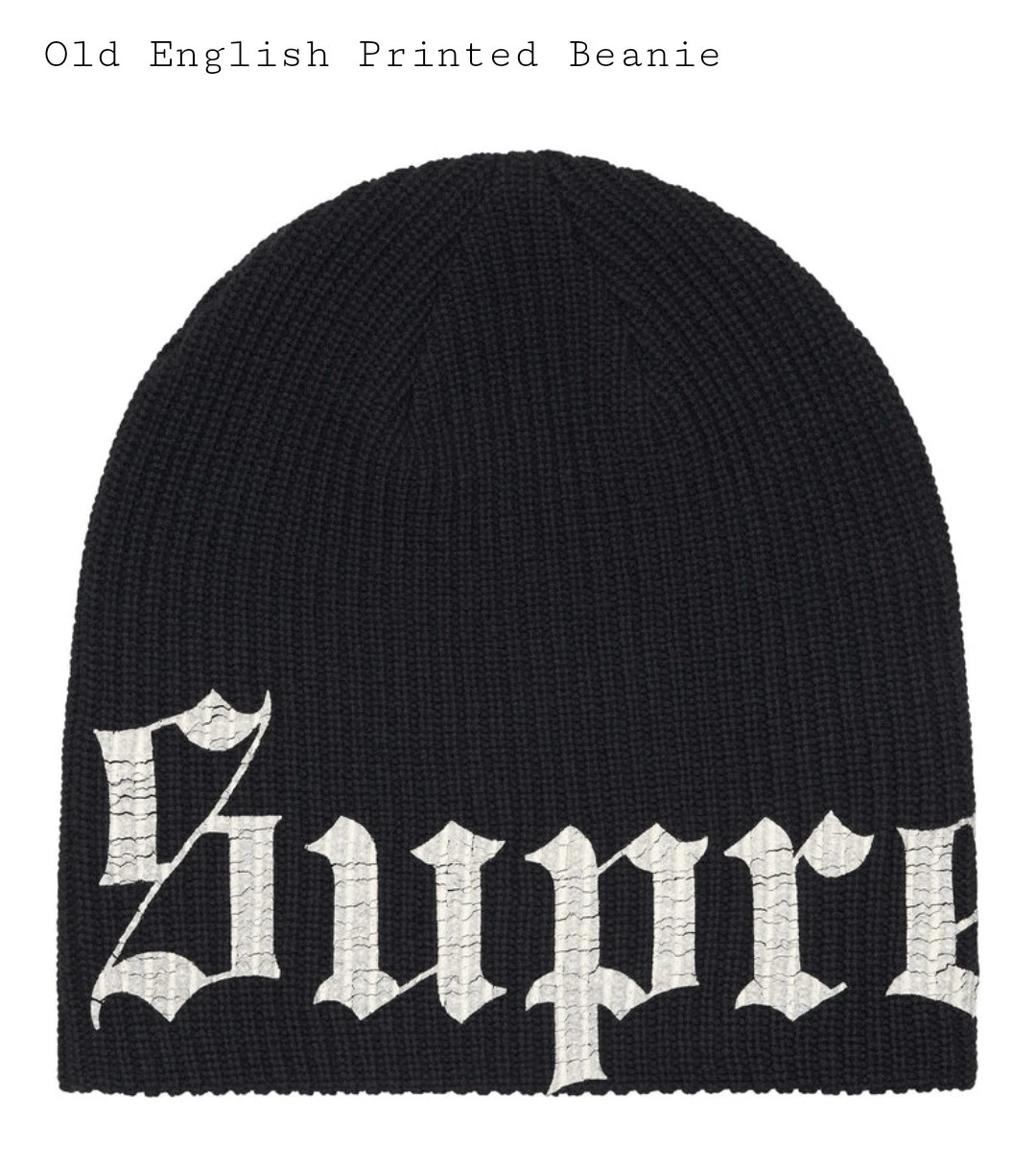 Bonnet noir imprimé ancien anglais Supreme   Taille unique   EN MAIN PRÊT À EXPÉDIER